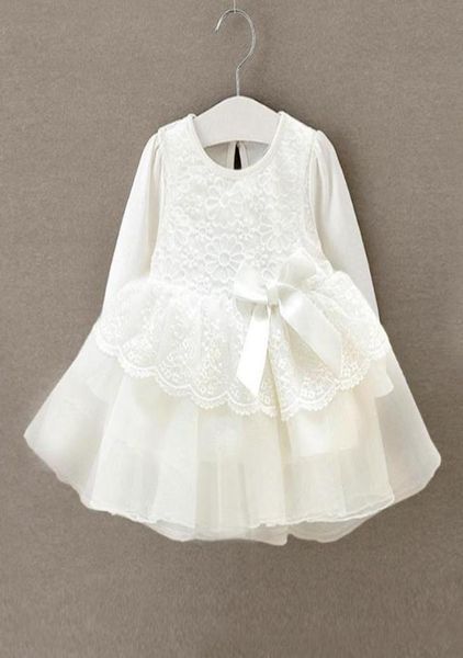 Robe en dentelle blanche pour nouveau-né fille, tenue de fête de mariage, manches longues, pour baptême, 1 an, 4751858