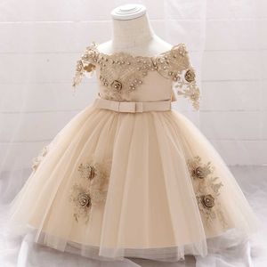 Nouveau-né bébé fille robe de soirée pour 1er anniversaire tutu es robe de baptême Vestido Infantil vêtements Q0716