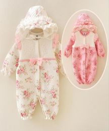 Nouveau-né bébé fille barboteuses chapeau enfants vêtements 03 mois barboteuses formelles hiver princesse combinaison enfant en bas âge épaissir bébé vêtements 3613162