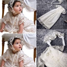 Pasgeboren baby meisjes doopsel kerstkant applique jurken kant 1 jaar verjaardag jurk baby prinses doopjurk