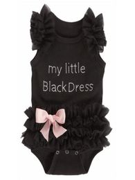 Bodysuits de niñas recién nacidas Fashion Fashion Borded Lace My Little Negro Vestido negro Baby Baby Bodysuit Mompers A083972641