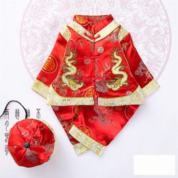 Pasgeboren Baby Meisjes Jongens Chinese Traditionele Kostuums Kleding Set Baby Lente Festival Dragen Nieuwjaar Halloween Tang Suit288r