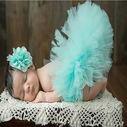 Pasgeboren babymeisjes Outfits Set Cute Flower Headband en Tutu Dress Baby Pography Props 5 Styles263s