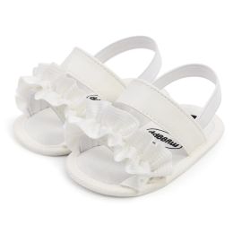 Pasgeboren babymeisjes zomerschoenen peuter flats sandalen eerste wandelaars pasgeboren schoenen solide ruches sandalen peuter schoenen