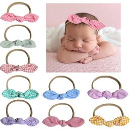 Pasgeboren baby haarbanden 30 kleuren konijntje oor elastische nylon hoofdbanden kinderen ontwerper hoofddeksels baby meisjes boog hoofdband kinderen hoofddeksels