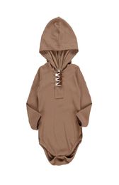 Pasgeboren baby Hooded Romper Kinderen Casual kleding Autumn Girls Solid breien oneens met lange mouwen Baby Boy Spring Casual Jumpsuit 064447639