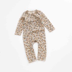 Pasgeboren baby lange mouw rompers biologisch katoen merk baby jongens meisjes bloem uit één stuk lente herfst pasgeboren babykleding g220510