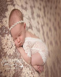 Nouveau-né bébé perle dentelle barboteuse fille mignon petti barboteuses combinaison douce infantile enfant en bas âge artistique Po costume swaddle vêtements Bodysu3562466