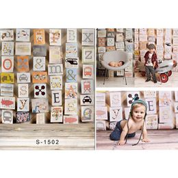 Pasgeboren baby fotografie achtergronden vinyl chevron behang gedrukt alfabet kaarten jongen kinderen kinderen foto studio achtergronden houten vloer