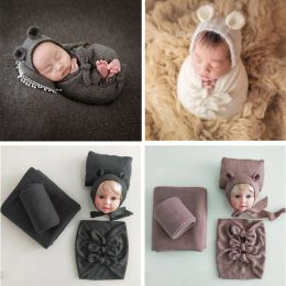 Costumes de photographie pour bébé nouveau-né ensembles de vêtements Bowknot Wraps Hat Hat 4-5pcs ensembles de photos en tissu fond de couverture de grande taille