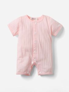 Pasgeboren Baby Geribbeld Knit Button Front Romper Zij
