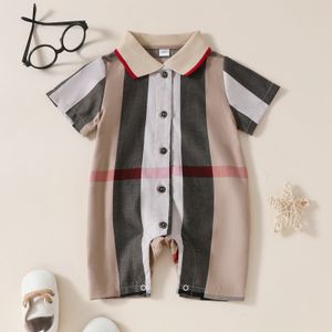 Pasgeboren baby romper Designer Designer Design Summer Toddler Girl Boy Short Sleeve Baby Polo Shirt Cotton Jumpsuit Stripe Infant Rompers 3-24m