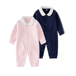 Barboteuse pour nouveau-né, combinaison de marque avec lettres imprimées, manches longues, 100% coton, vêtements confortables pour nourrissons filles et garçons