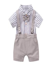 Nouveau-né bébé barboteuse ensemble été garçons vêtements coton haut rayé avec short pour nouveau-né enfants robes de mariée de haute qualité 8941413