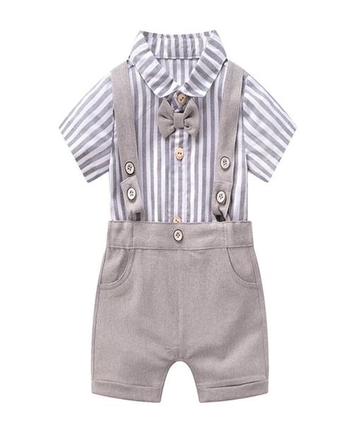 Conjunto de mameluco para bebé recién nacido Ropa de verano para niños Top a rayas de algodón con pantalones cortos para niños recién nacidos Vestidos de novia de alta calidad6274804