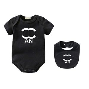 Pasgeboren Baby Rompertjes 0-2T Kinderen Jumpsuits Merk C Letters Print Korte Mouw Voor Kinderen Meisje Jongens Kleding 100% Katoen Comfortabele Zuigelingen kalekids CXD240153-6