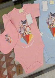 Pasgeboren baby rompertjes T-shirts met slabbetje met korte mouwen peuter bodysuit kinderen meisjes jongens rompertjes jumpsuits2444921