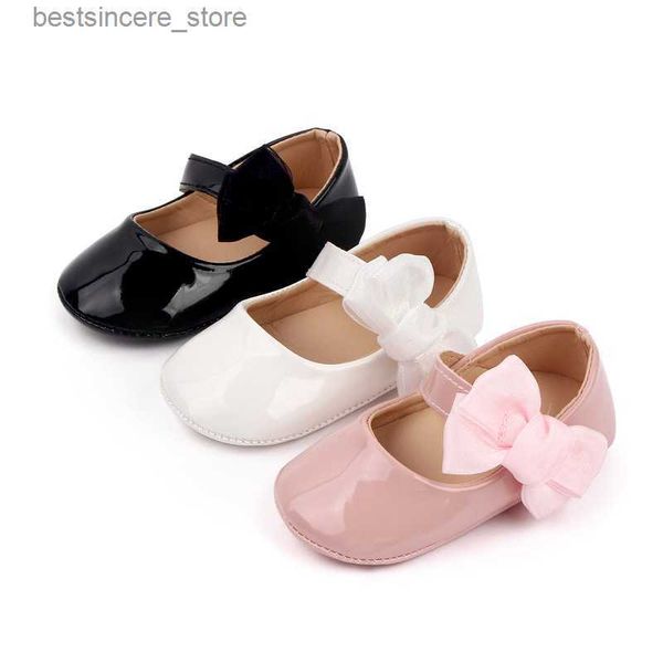 Nouveau-né Bébé Chaussures Bébé Garçon Fille Chaussures Fille Classique Bowknot Semelle En Caoutchouc Anti-dérapant PU Robe Chaussures Premier Marcheur Toddler Berceau Chaussures L230522