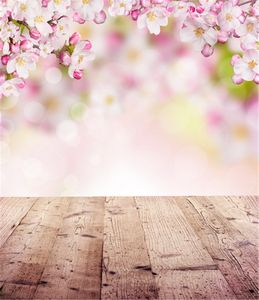Nouveau-né bébé douche toile de fond printemps fleur fleurs rose photographie décors planches en bois plancher enfants Studio Photo Shoot arrière-plans