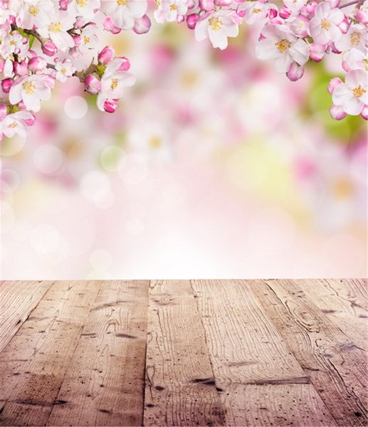 Nouveau-né bébé douche toile de fond printemps fleur fleurs rose photographie décors planches en bois plancher enfants Studio Photo Shoot arrière-plans
