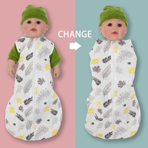 Nouveau-né bébé Swaddle Sack Couverture pour bébé Literie nouveau-né 100% coton imprimé 0- Sac de couchage Couche à langer Swaddle Wrap LJ201014