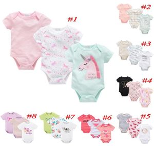 Nouveau-né bébé licorne alpaga et pastèque motif coton barboteuse à manches courtes filles garçons combinaison été infantile body tenue BY9859464