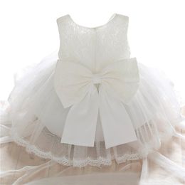 Geboren doopjurk voor baby meisje wit eerste verjaardagsfeestje draag schattige mouwloze peuter meisje doop jurkkleding lj201222
