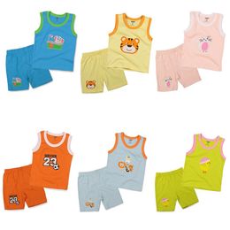 Nouveau-né Vêtements Ensemble Été Bébé Garçon Singlet Gilet Shorts Pantalon Fille 2 Pièces Vêtements Costume Débardeur Coton Gilet 0 1 2 3 Année 210413