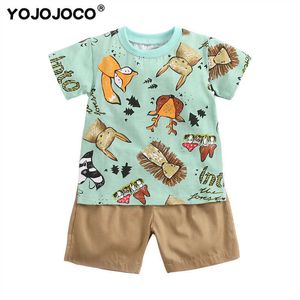 Newborn Clothes Short Sleeve Cotton Summer Dress Boys Cartoon T-Shirt pants Casual Clothing Two Pieces