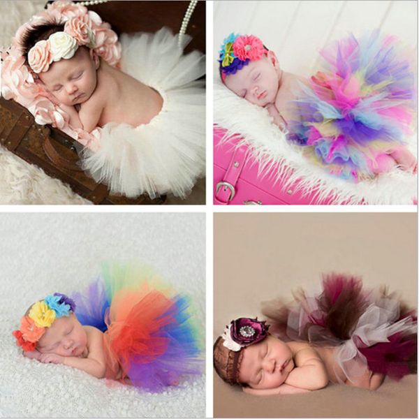 Ensembles de vêtements pour nouveau-nés Jupe Tutu avec bandeau à fleurs assorti Superbe bébé Photo Prop fille ensemble de vêtements