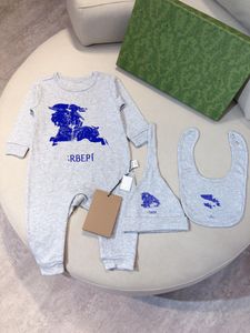 Pasgeboren ontwerper Baby Jumpsuit 3-delige set korte mouwen katoenen jumpsuit voor kinderkleding, brief bedrukte baby dameskleding