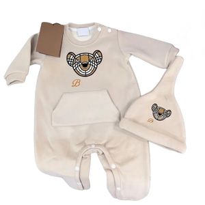 Pasgeboren ontwerper heren en dames baby kruipen katoen onesie letter print mode ha kleding slabbetje kap tweedelige set d012