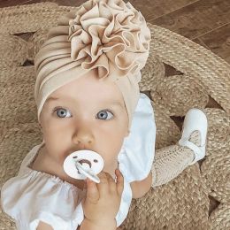 Pasgeboren stip Gedrukt Warm hoed Kleed Bloemmuts Baby Meisjes Donie Kinderen Haarbloemen Cap Indian Hoeden
