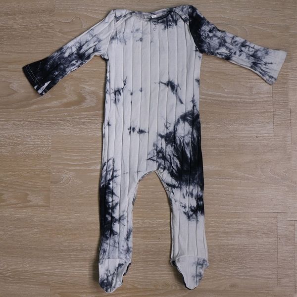 Peleles acanalados de algodón para niñas y niños recién nacidos, Ropa de otoño para bebés, mono con estampado de corbata negra, Ropa para bebés 210309