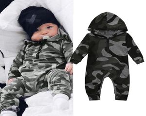 Pasgeboren baby babyjongens meisjes romper Algemene camouflage print capuchon jumpsuit kleding peuter outfits bodysuit6367786