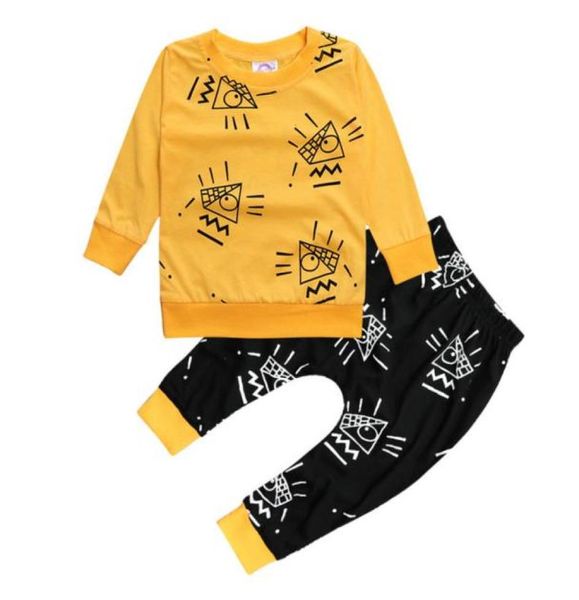 Nouveau-né bébé vêtements printemps automne jaune bébé garçon vêtements tenues 2 pièces ensemble vêtement de sport à manches longues t-shirt pantalon 7567965