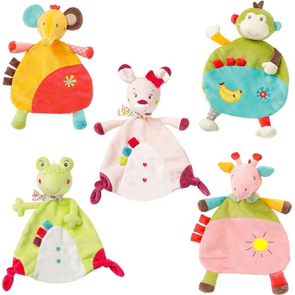 Nouveau-né bébé serviette douce cerf chat grenouille singe éléphant réconfortant apaiser peluche hochets jouet animaux confort couverture