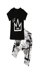 NOUVEAUX ENFANTS BÉBÉ GARPS CROP PRINTS TOPS TSHIRT CAMOUFLAGE Shorts Pantalons 2pcs Tenues de réglage 05t 2 Color Baby Boy Clothes1395803