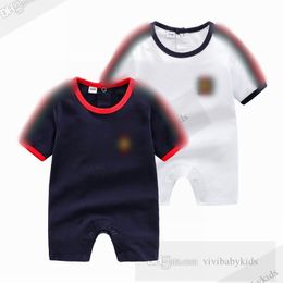 Pasgeboren Kids Bees Borduurwerk Rompers Designer Baby Clothing Infant Stripe STRIPE Korte Mouw Jumpsuits Peuter Cotton Bodysuits Z7544