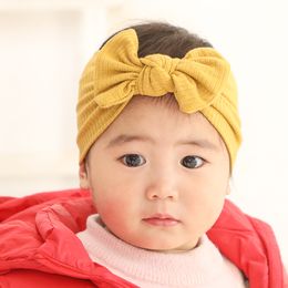 Pasgeboren gebreide booghoofdband voor babymeisjes haaraccessoires knoopboog elastische haarbanden kind geribbelde boog tulband head wrap