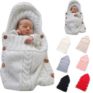 Sacos de dormir de punto para recién nacidos Mantas hechas a mano para bebés Envolturas de invierno para niños pequeños Envoltura de fotos Ropa de cama de guardería Cochecito Carrito Swaddle Robe OOA3850