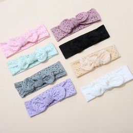 Nouveau-né Dentelle Broderie Arc Bébé Bandeaux Filles Bowknot Enfant Broder Élastique Tête Wrap Chapeaux Infant Lapin Bandeau