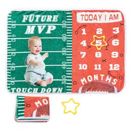 Recién nacido Messly Growth Milestone Football Football Photography Props Background Cloth Conmemory Mat Baby Blanket M092B