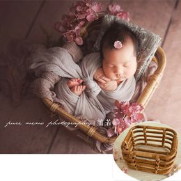 Pasgeboren Photography Props Accessoires Handgemaakte Retro Geweven Mand Fotografie Pasgeboren Jongen Studio Baby Props voor Fotografie Schieten LJ201105