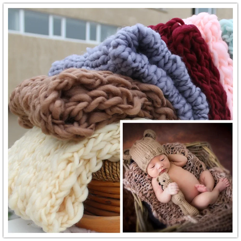 Newborn Photography Props Blanket Crochet Baby Photo Shoot Basket Accessories Photography Studio
