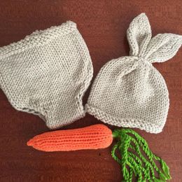 Nouveau-né photographie accessoires lapin Crochet tricot Costume ensemble lapin chapeaux et couches bonnets et pantalons tenues accessoire