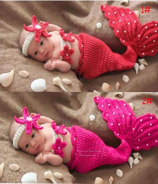 Accesorios de fotografía para recién nacidos, ropa para bebés, ropa para niñas, disfraz de sirena para niña, traje hecho a mano de ganchillo 6201556