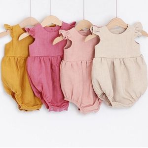 Pasgeboren romper mouwloos massief meisje 0-24M kinderkleding rompertjes baby kostuum 201027