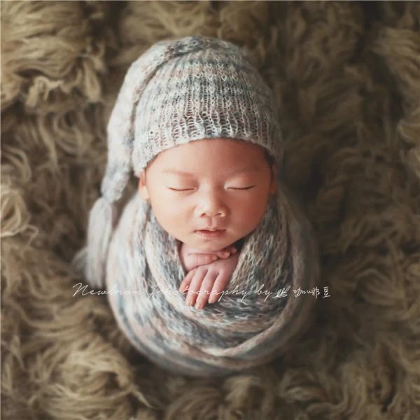 Recién nacido Sleepy Sombrero White White Baby o Boy Bonnet Knit Infant Infant Fotography Fotography Hat.