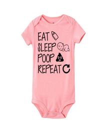 Pasgeboren zomer romper eet slaappoep herhaal baby peuter babyjongen meisje grappige brief romper jumpsuit kleding outfit k7113783168